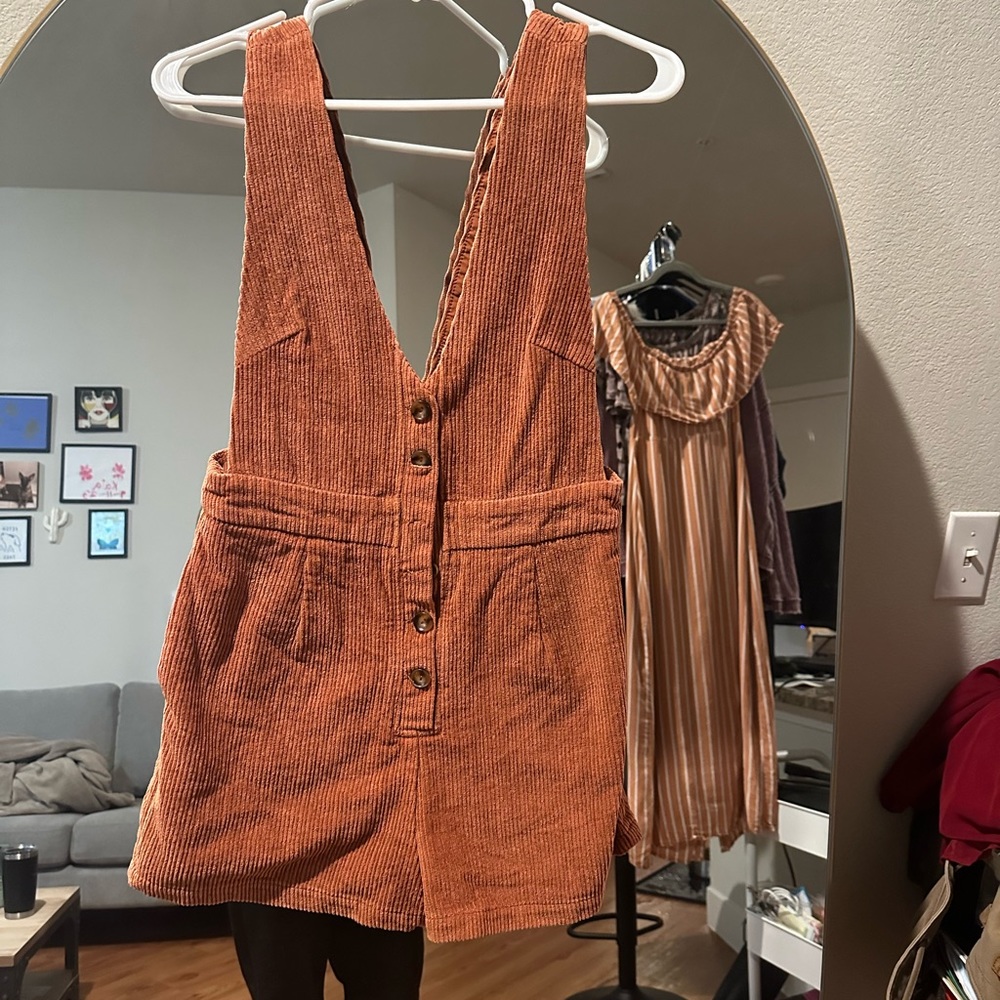 Rust Orange Corduroy Romper